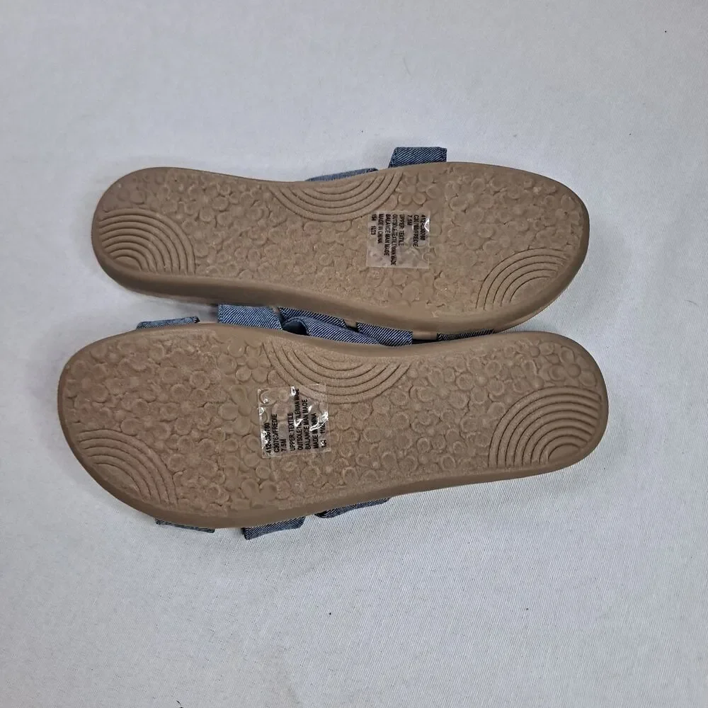 Cliffs by White Mountain Womens Fredie Slide Sandals Size 6M Blue Denim